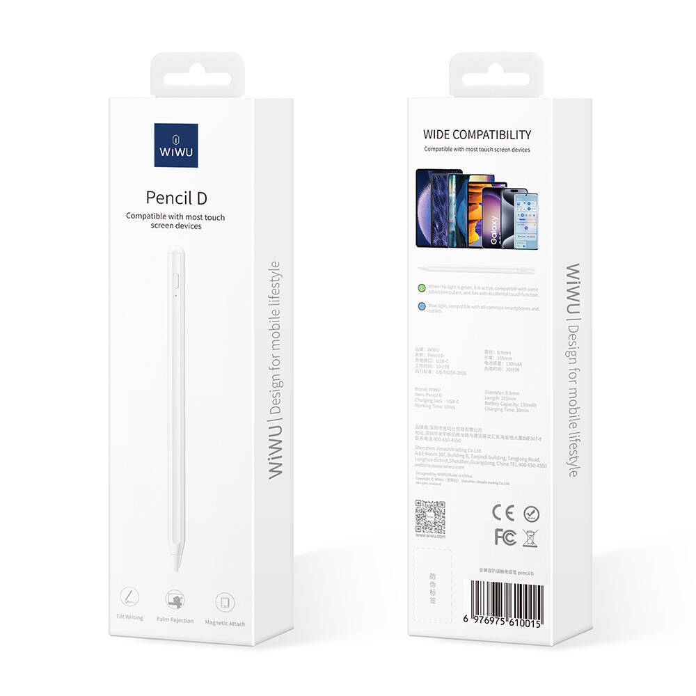 Wiwu Pencil D Aktif Kapasitif Basınçlı Universal Palm-Rejection Özellikli Dokunmatik Stylus Kalem Wiwu Pencil D Aktif Kapasitif Basınçlı Universal Palm-Rejection Özellikli Dokunmatik Stylus Kalem